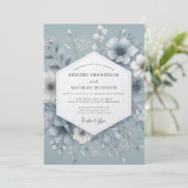 Invitation Slate Blue Misty Bloom Wedding (Debout devant)