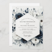 Invitation Slate Blue Moody Anemone Wedding (Devant / Derrière)