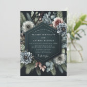 Invitation Slate Blue Moody Flora Wedding (Debout devant)