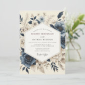 Invitation Slate Blue Muted Bloom Wedding (Debout devant)