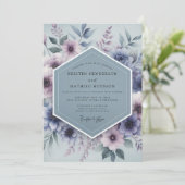 Invitation Slate Blue Mystical Bloom Wedding (Debout devant)