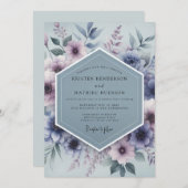 Invitation Slate Blue Mystical Bloom Wedding (Devant / Derrière)