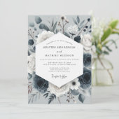 Invitation Slate Blue Nocturne Bloom Wedding (Debout devant)