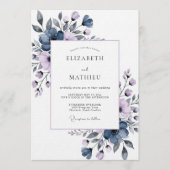 Invitation Slate Blue Painterly Flora Wedding (Devant)