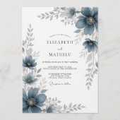 Invitation Slate Blue Painterly Romance Wedding (Devant)