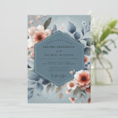 Invitation Slate Blue Peach Dreamy Wedding (Debout devant)