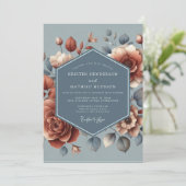 Invitation Slate Blue Rust Painterly Wedding (Debout devant)