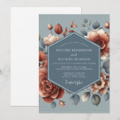 Invitation Slate Blue Rust Painterly Wedding (Devant / Derrière)