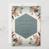 Invitation Slate Blue Rustic Bloom Wedding (Devant)
