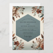Invitation Slate Blue Rustic Bloom Wedding (Devant / Derrière)