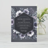 Invitation Slate Blue Shadowy Flora Wedding (Debout devant)