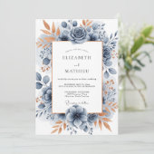 Invitation Slate Blue Sophisticated Botanical Wedding (Debout devant)