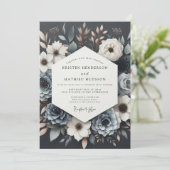 Invitation Slate Blue Twilight Bloom Wedding (Debout devant)