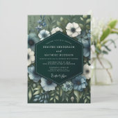 Invitation Slate Blue Verdant Bloom Wedding (Debout devant)