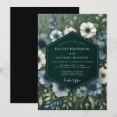 Invitation Slate Blue Verdant Bloom Wedding (Devant / Derrière)