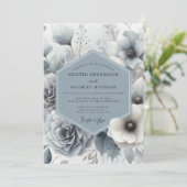 Invitation Slate Blue Whisper Bloom Wedding (Debout devant)