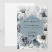 Invitation Slate Blue Whisper Bloom Wedding (Devant / Derrière)
