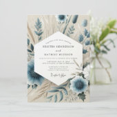 Invitation Slate Blue Whispering Bloom Wedding (Debout devant)
