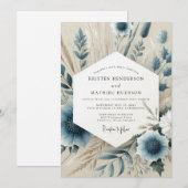 Invitation Slate Blue Whispering Bloom Wedding (Devant / Derrière)