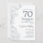 Invitation Slate Blue White Surprise 70e fête d'anniversaire (Devant)