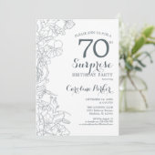 Invitation Slate Blue White Surprise 70e fête d'anniversaire (Debout devant)