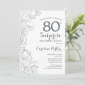 Invitation Slate Blue White Surprise 80e fête d'anniversaire (Debout devant)