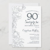 Invitation Slate Blue White Surprise 90e anniversaire (Devant)
