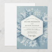 Invitation Slate Blue Winter Bloom Wedding (Devant / Derrière)