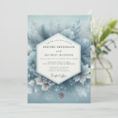 Invitation Slate Blue Winter Bloom Wedding (Debout devant)
