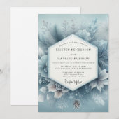 Invitation Slate Blue Winter Bloom Wedding (Devant / Derrière)