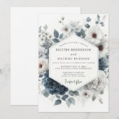 Invitation Slate Blue Wintry Anemone Wedding (Devant / Derrière)