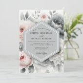 Invitation Slate Blush Painterly Peony Wedding (Debout devant)