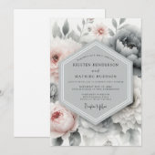 Invitation Slate Blush Painterly Peony Wedding (Devant / Derrière)