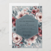Invitation Slate Blush Pastoral Bloom Wedding (Devant / Derrière)