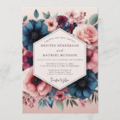 Invitation Slate Blush Romantic Bloom Wedding (Devant)