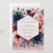 Invitation Slate Blush Romantic Bloom Wedding (Devant / Derrière)