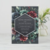 Invitation Slate Burgundy Baroque Bloom Wedding (Debout devant)