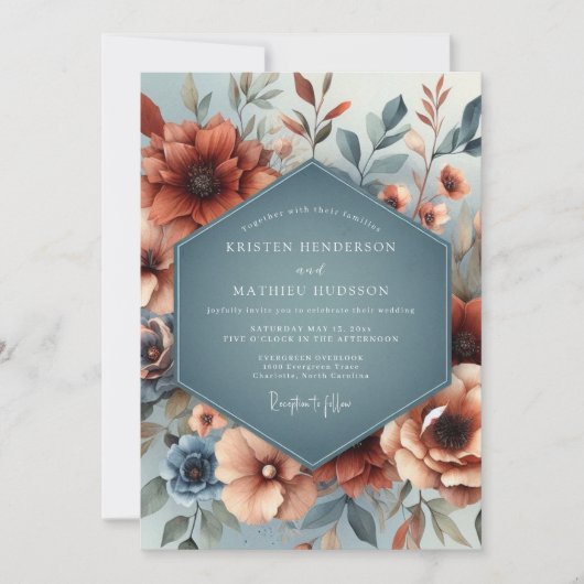 Invitation Slate Copper Autumnal Wedding (Devant)