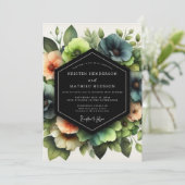 Invitation Slate Coral Artistic Bloom Wedding (Debout devant)