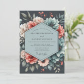 Invitation Slate Coral Moody Bloom Wedding (Debout devant)