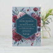 Invitation Slate Crimson Somber Flora Wedding (Debout devant)