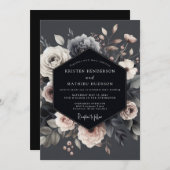 Invitation Slate Dramatic Flora Wedding (Devant / Derrière)