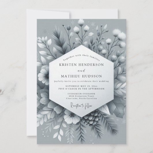 Invitation Slate Frosted Bloom Wedding (Devant)