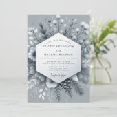 Invitation Slate Frosted Bloom Wedding (Debout devant)