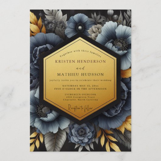Invitation Slate Gilded Nocturne Wedding (Devant)