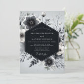 Invitation Slate Gray Botanical Romance Wedding (Debout devant)