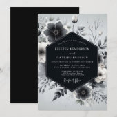 Invitation Slate Gray Botanical Romance Wedding (Devant / Derrière)