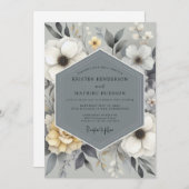 Invitation Slate Gray Floral Bloom Wedding (Devant / Derrière)