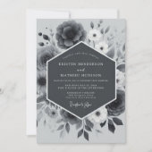 Invitation Slate Gray Floral Romantic Wedding (Devant)
