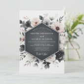 Invitation Slate Grey Floral Elegance Wedding (Debout devant)